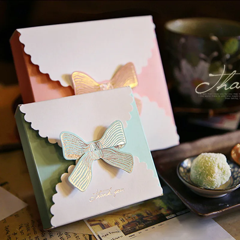 

Butterfly Knot Folding Paper Green Pink Unisex Gift Color Box Baby Shower Party Candy Pastry Cookies DIY Packaging 10/20pcs