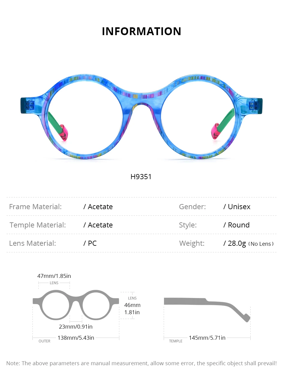 HEPIDEM Acetat Brille Rahmen Frauen übergroße große runde Brille japanische handgemachte Brille dicke transparente Brille 9351 – Detail 4
