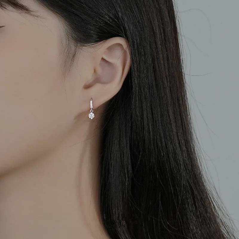 925 Sterling Silver Solitaire Zircon Geometric Stud Earrings for Women Simple Temperament Party Jewelry Gift