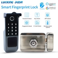 Waterproof TTLOCK App Smart Bluetooth Fingerprint Electronic Lock RFID Card Outdoor Door Intelligent Lock Keyless Motor Rim Lock