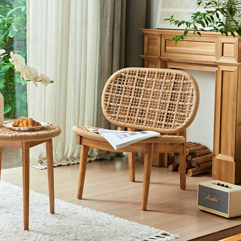 

Premium Quality Outdoor Garden Teak Wicker Dining Lounge Chair Modern Design Waterproof Wooden Legs Made Living Room Hotel