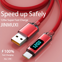 JINMUXI 120W USB A To Type C Super Fast Charging Cable Digital Display for Xiaomi Huawei Oppo OnePlus POCO Redmi Data Cable