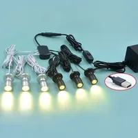 Dimmable USB 5V 1W LED Spot Light Mini Lamp Long Cord for Model Display Counter Wine Cabinet Garage Kit Exhibition Case Shelf