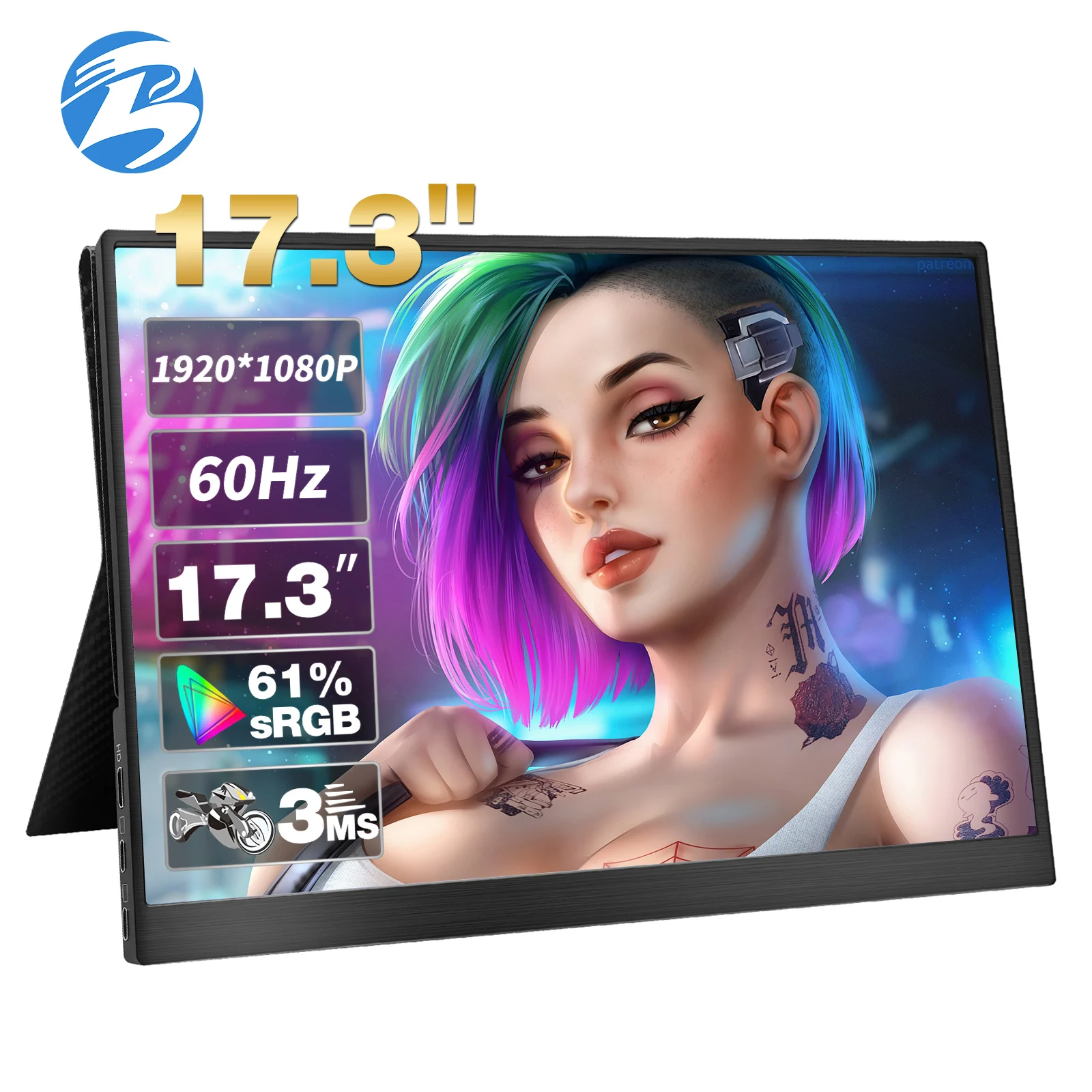 

17.3 inch lcd touch screen led display screen portable gaming monitors studio speaker advertising laptop extender