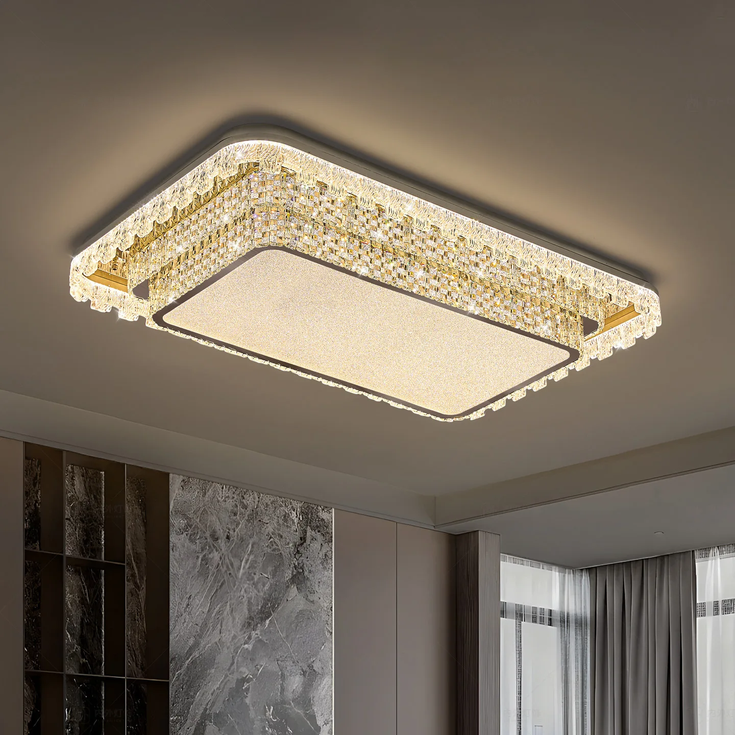 Modern Light Luxury Crystal Stainless Steel Hallway Light Ceiling Lamp Home Bedroom Hotel Banquet Hall Decor Ceiling Lighting