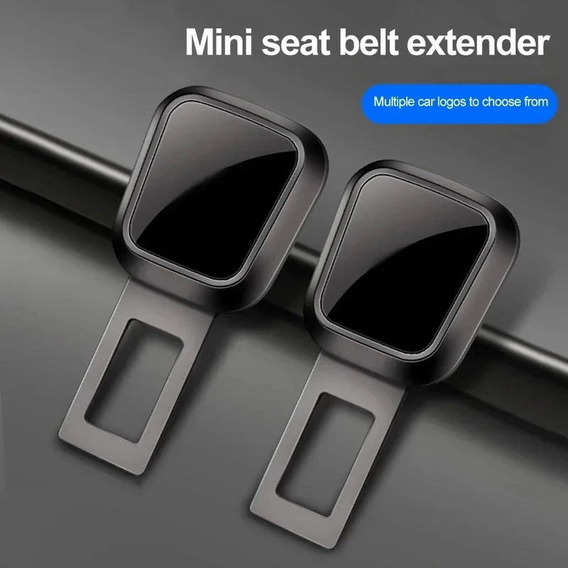 2PCS Car Seat Belt Extender Safety Buckle + Thick Insert Socket Lock Plug for Tesla Porsche - Automotive Safety Accessory