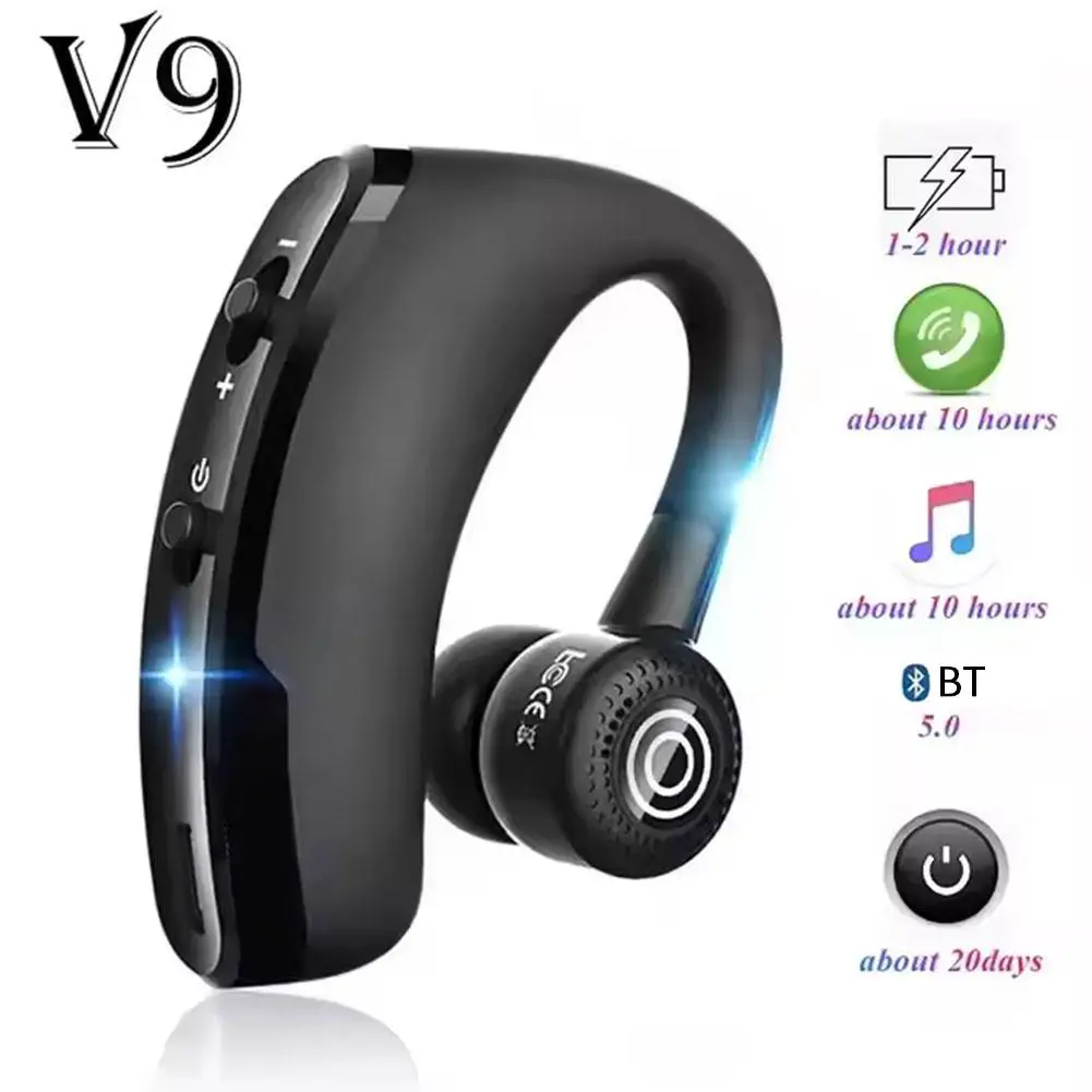 Single Ear Bluetooth 5.5 Wireless Earphone LED Display Ear-Hook Headset 180° Rotatable Wireless Earbuds Waterproof Sport Headset
