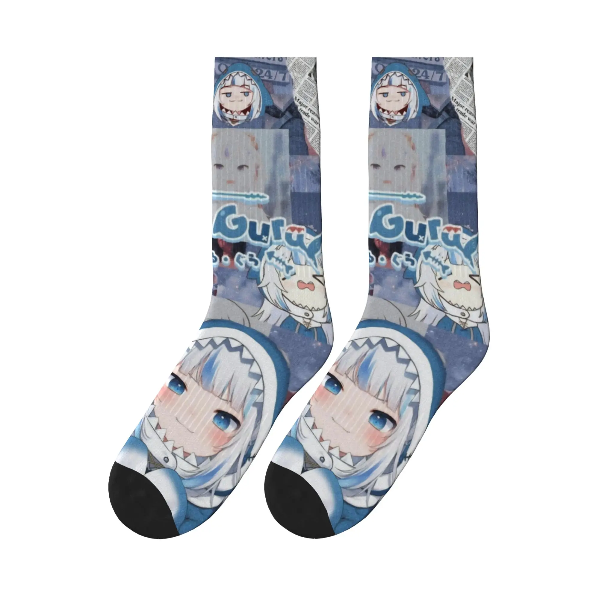 

Gura Gawr Cute Socks Funny Stockings Unisex Men Medium Soft Outdoor Sports Socks Winter Design Anti Skid Socks