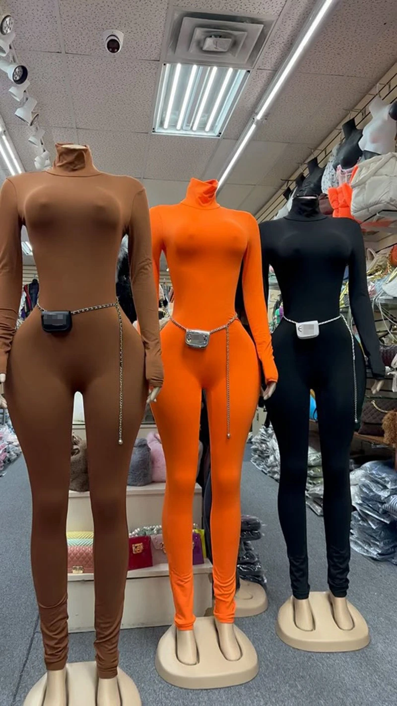 سيدة أنيقة حللا رياضية أنيقة 2025 الخريف المرأة طويلة الأكمام الياقة المدورة Bodycon عالية المرونة الصلبة قطعة واحدة وزرة #6