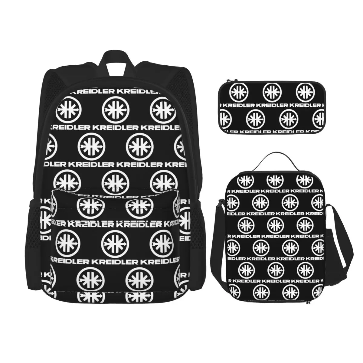 

Kreidler Logo White Backpacks Kids Bookbag School Bags Rucksack Lunch Bag Pen Bag Three-Piece Set