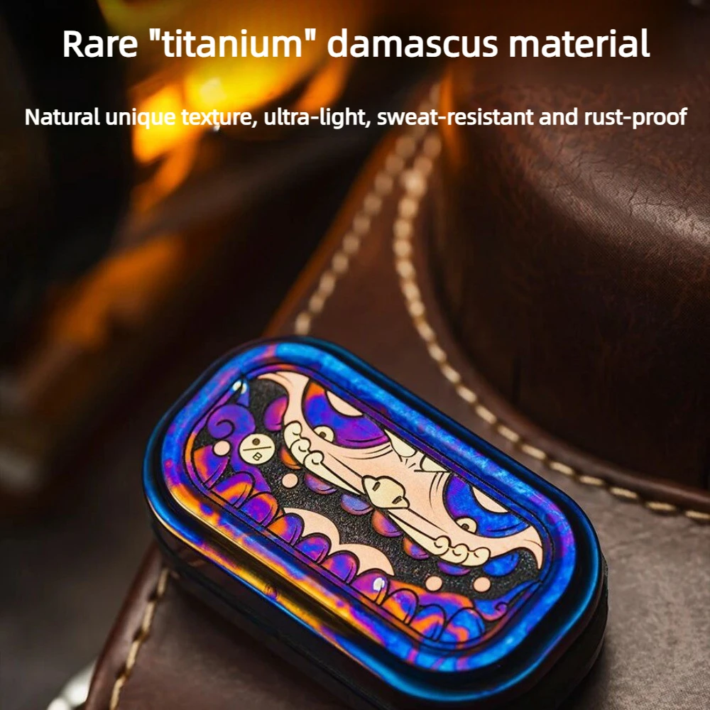 01EDC Collaboration with Yidou EDC Lucky Charm Pixiu Titanium and Horsehide Leather Dense Segment Fingertip Push Card