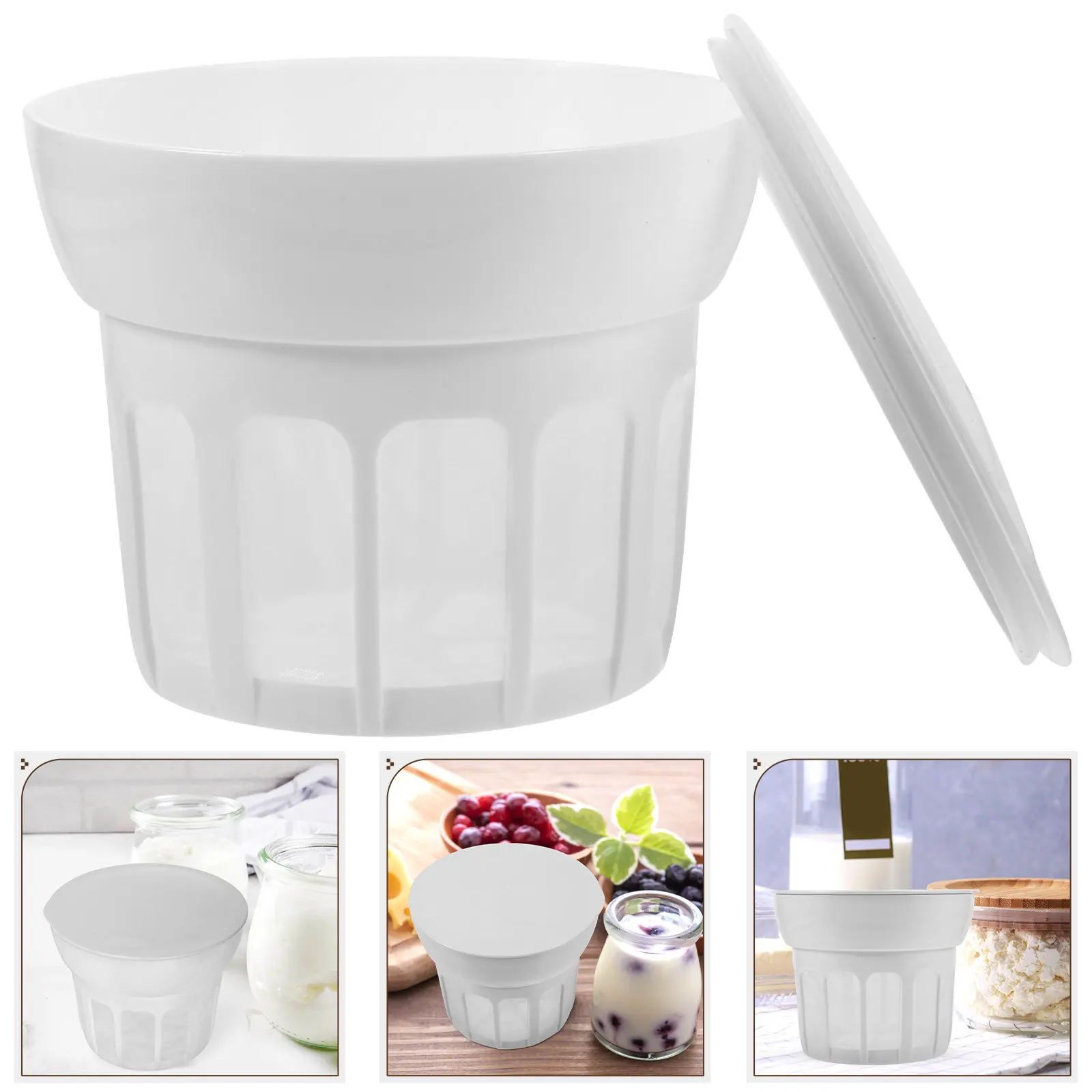 

Reusable Yogurt Strainer with Lid Greek Yogurt Maker Whey Separator Fine Mesh Strainer for Cheese Soy Milk Nut Milk Filtration