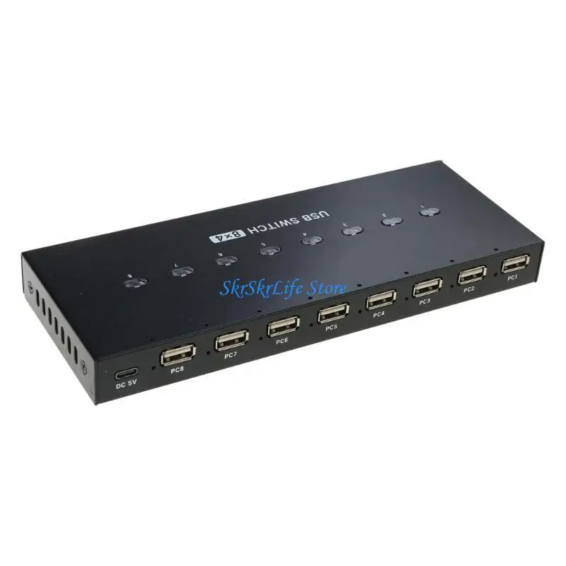 E65E USB2.0 Manual Sharing Switching Printer Sharing Device USB Hubs 8 in 4 Out Splitter