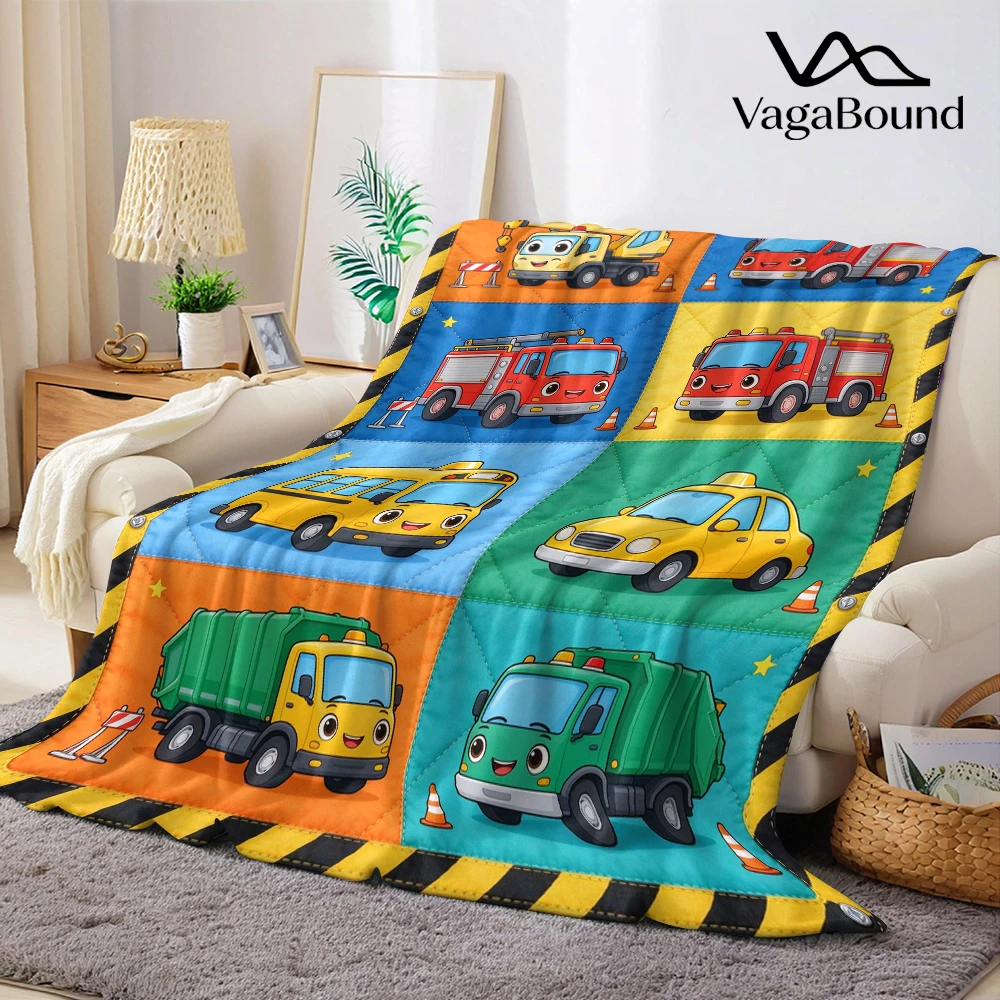 Tow Fire School Taxi Flannel Blanket Perfect for Sofa Office Bed Travel Sleep Read Relax Camping Four Season Use