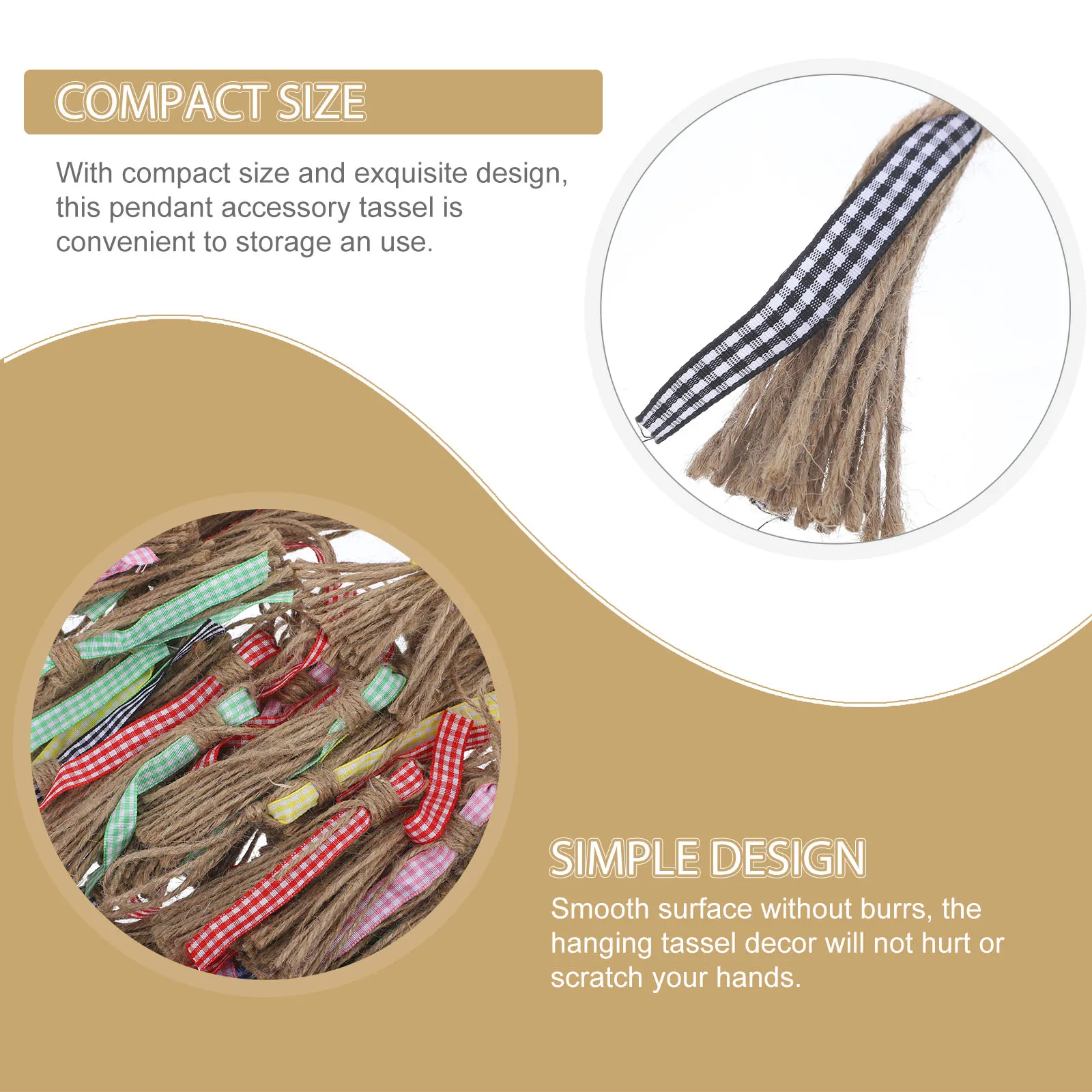 

50pcs Jute Rope Tassel Decorations Beaded Burlap DIY Natural Hanging nament Vintage Party Crafts Accessories