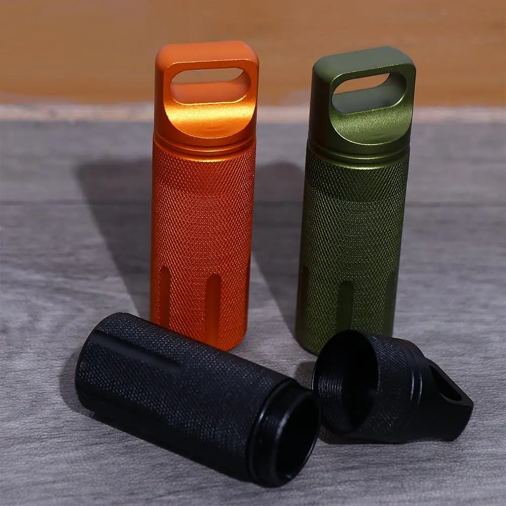 Portable EDC Survival Medicine Case Capsule Emergency Keychain Pill Box First-Aid Canister Seal Tank Container