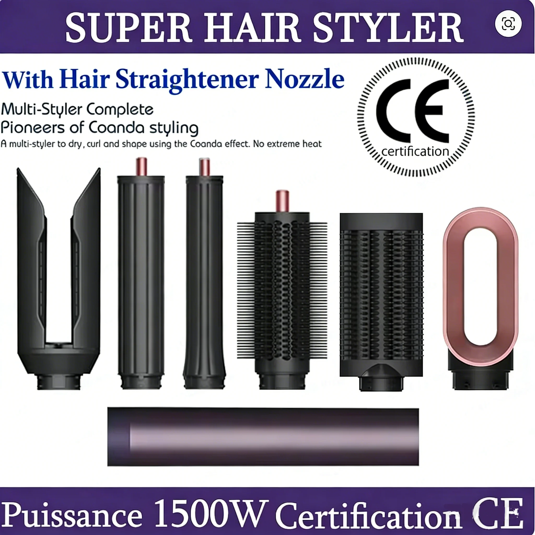 SenCiciMen 6-in-1 Hair Styler Hot Air Brush Multi-Functional Dry Straighten Curl Salon And Home Use Hair Styling Tool