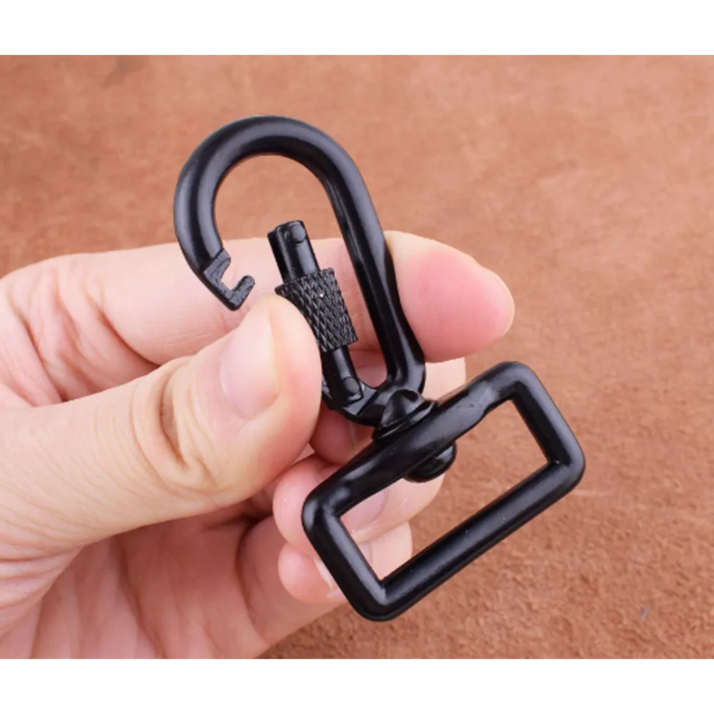 2 Pcs Large Swivel Clasp Black Hook Carabiner Hooks 25mm Lobster Clasps Parrot Clasps for bag purse DIY Making Leash