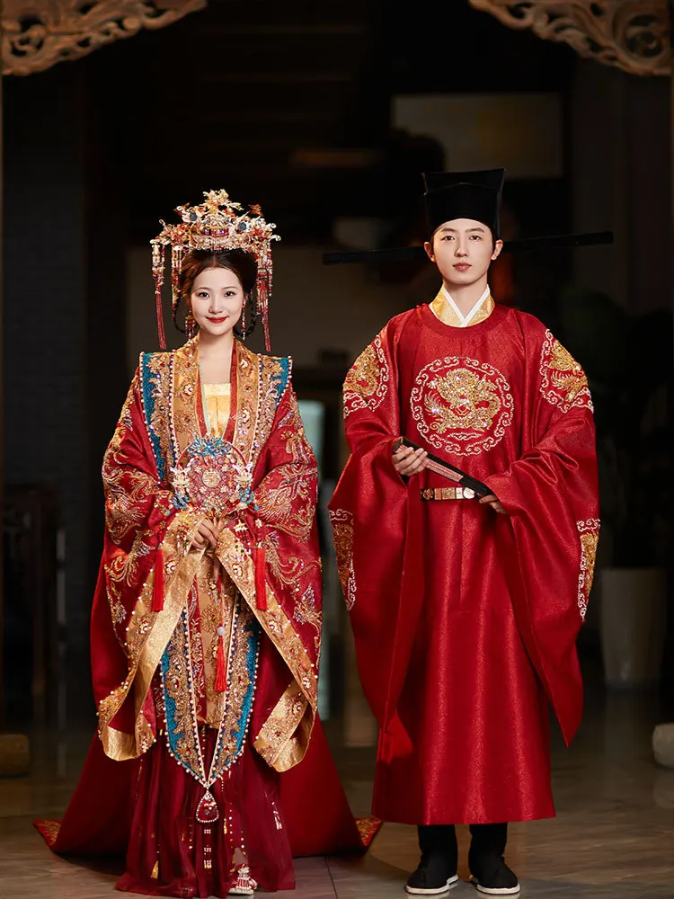 

Yourqipao Song Hanfu Wedding Clothes 2023 Traditional Xiuhe Wedding Dress Ancient Chinese Wedding Gowns Couple Bridal Dresses