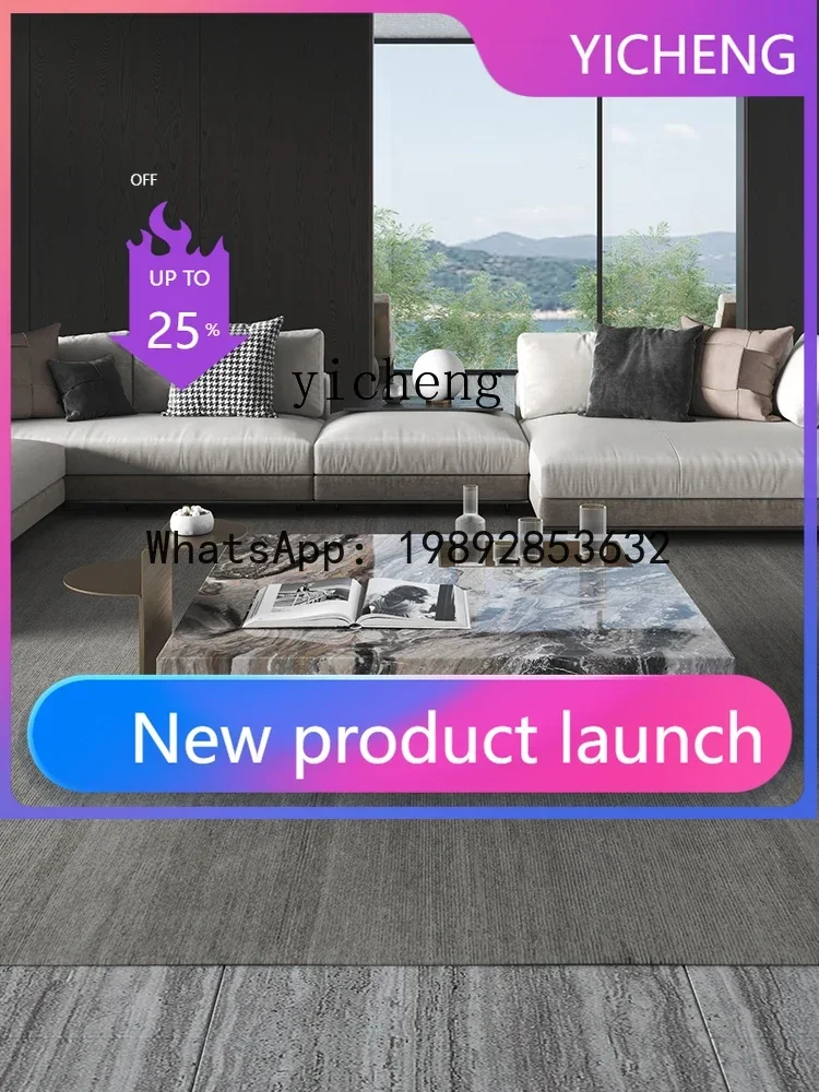 

KTZZ Square Natural Marble Tea Table Advanced Artistic Sense Living Room Home High-End Stainless Steel Coffee Table