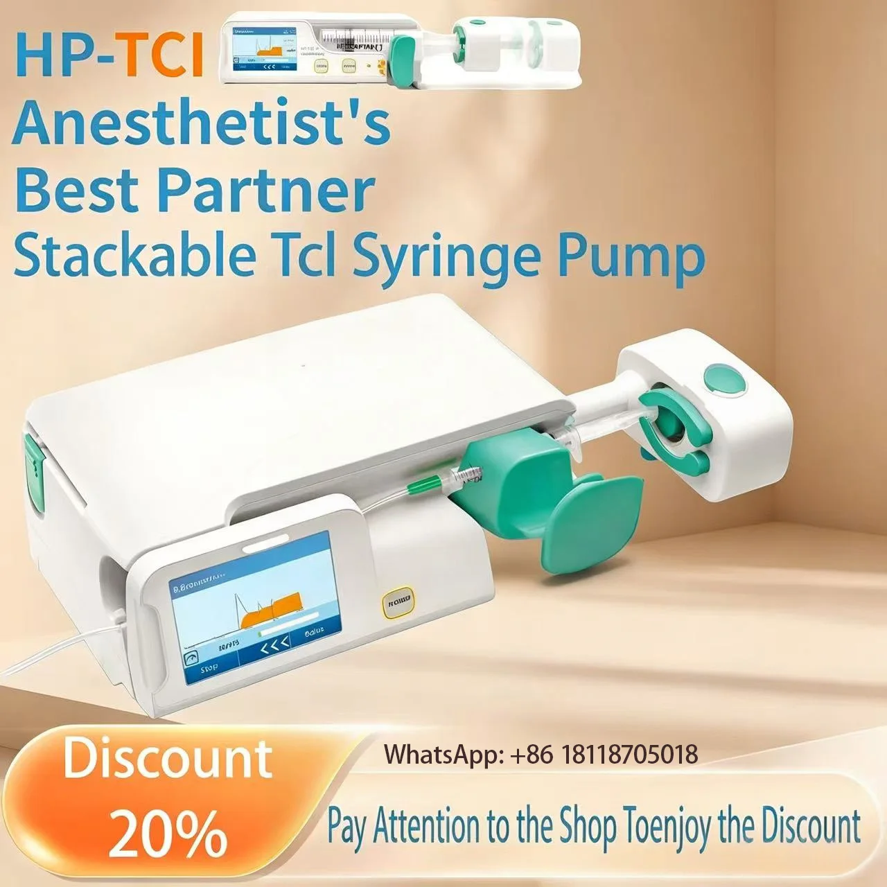MedCaptain PRO TCI Syringe Pump Touch screen Brand High-Precision Portable Real-Time Alarm