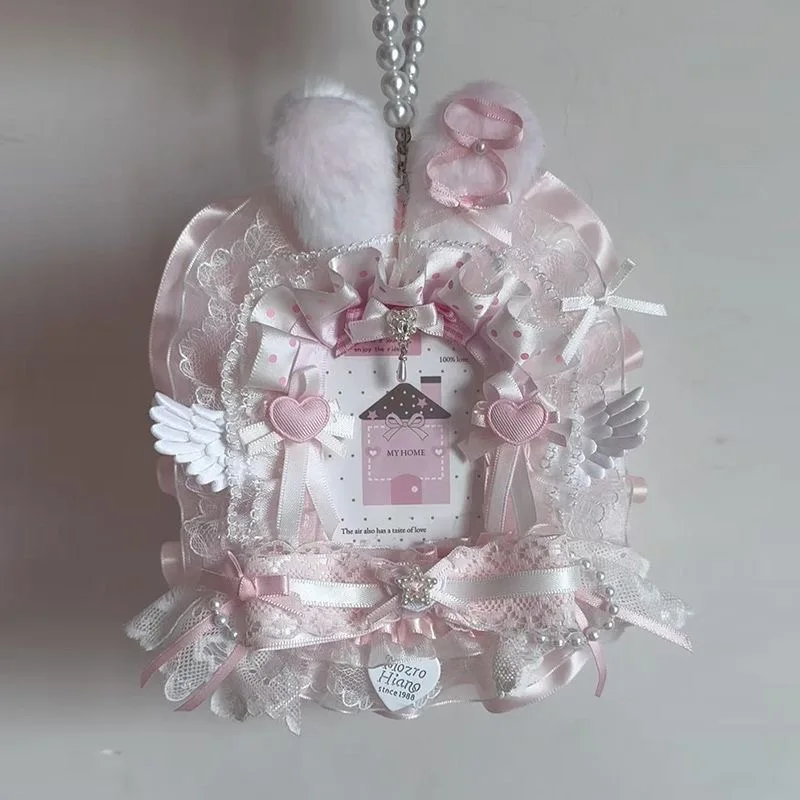 rabbit ear card holder idol photo display ita bag accessories itabag decoration bow wing bag charm cute core lace plush card