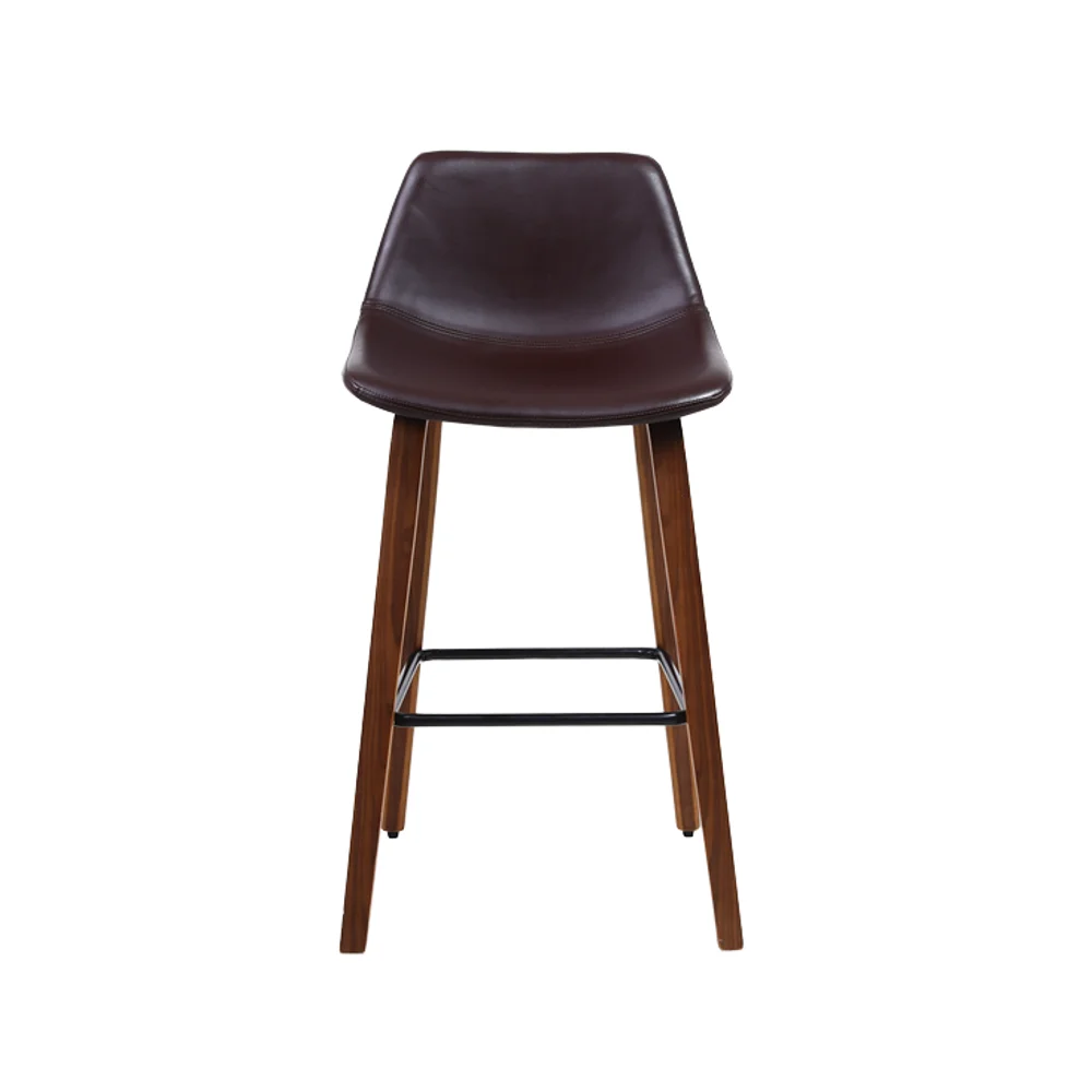 Modern Luxury Walnut Veneer Brown Adjustable Bar Stool Dining Height for Kitchen Island Living Room Bedroom Use Commercial Use