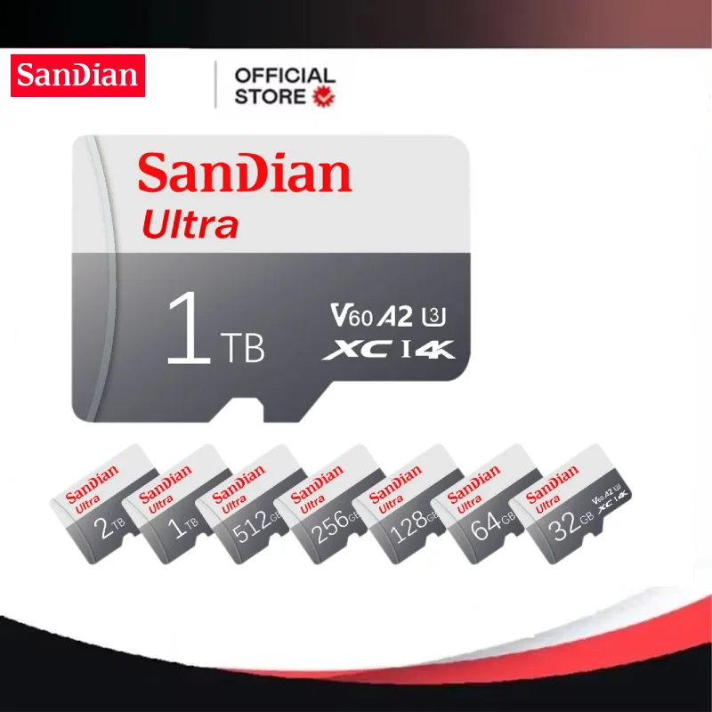 Sandian Original Newest Micro Memory Card C10 U3 4K HD Trans 128GB Micro TF SD Card For Camera GoPro DJI Nintendo Switch TF Card