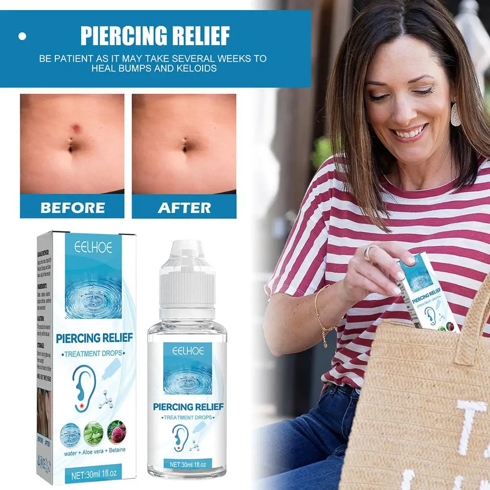 Ear Piercing Care Solution Disinfecting Nose Body Piercer Aftercare Reduce Allergy Portable Safe Formula Cleanser 30ml