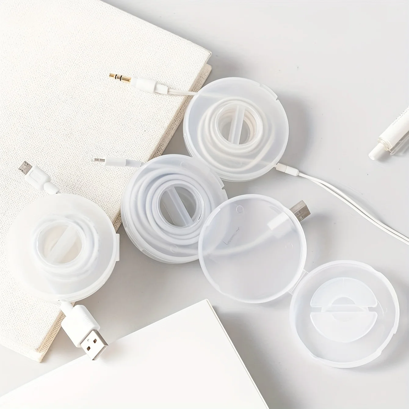 Data Cable Storage Box, Headphones, Mobile Phone Charging Cable Winding Device, Household Office Supplies