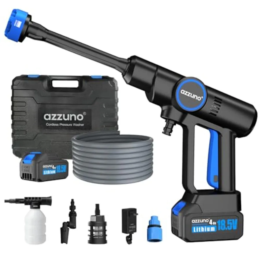 

Coldless Pressure Washer 850PSI Portable Pressure Washer 2 x 4000mAh Powerful Washer Cannon with 6-in-1 Nozzle Handheld Power C