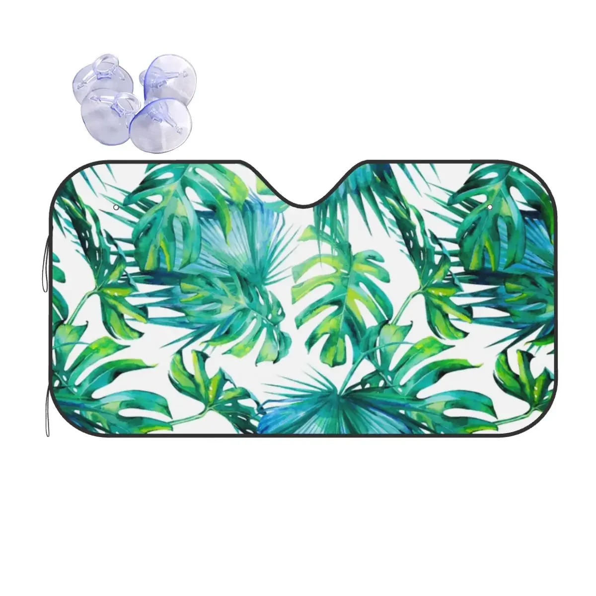 Leaves Monstera Palms Novelty Sunshade Windscreen 70x130cm Jungle Tropical Green Plant Foils Car Sunshade Front Window Cover