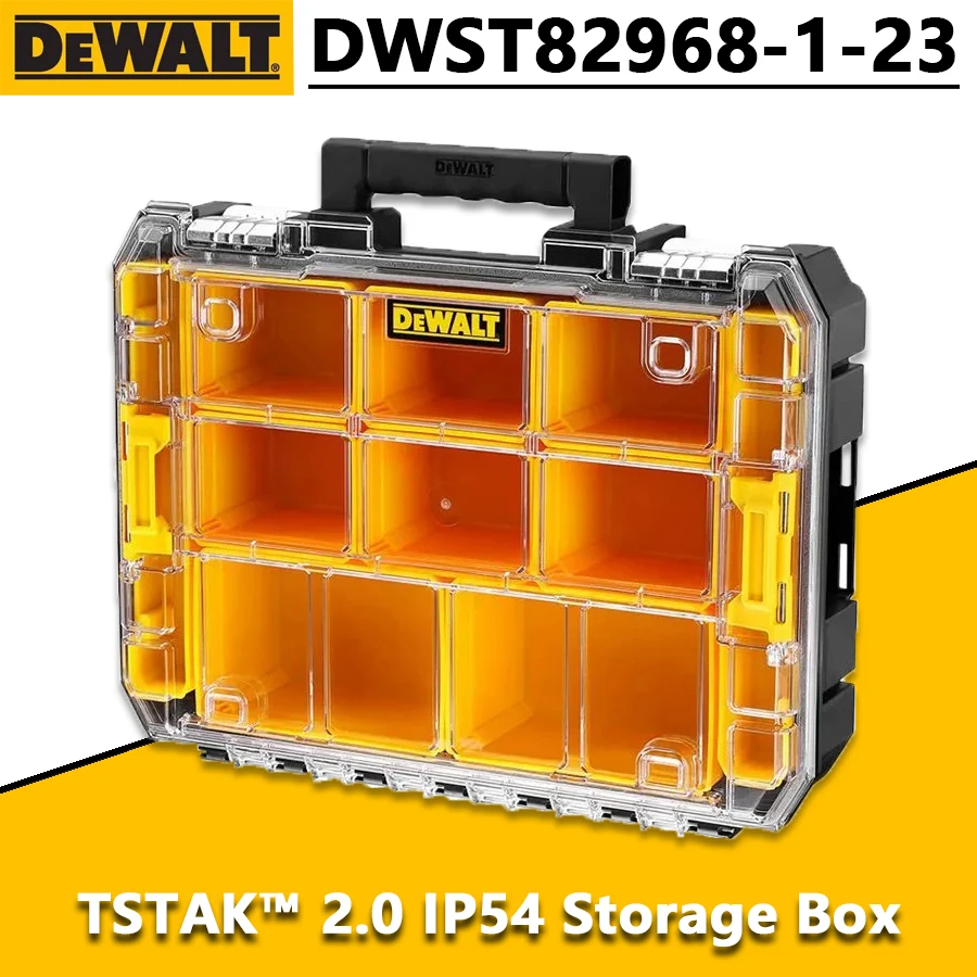 

DEWALT DWST82968-1-23 TSTAK™ 2.0 IP54 Storage Box Tool Box Drill Bit Box Power Tool Accessories 440*333*119mm