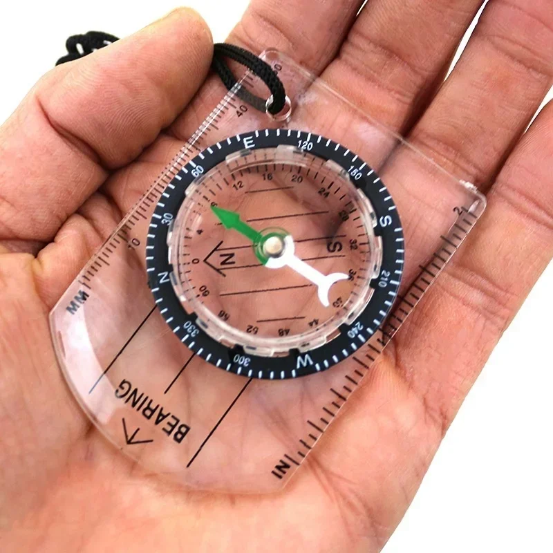 All-in-One Mini Régua para Camping ao ar livre, Base Plate Compass, Mapa Régua, Papelaria bonito, material escolar