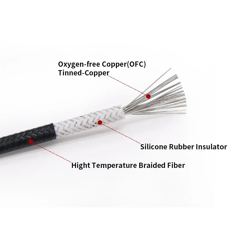 1m ~ 50m Silicone Wire High Temperature Resistant 300°C Copper Cable Fiberglass Braided Insulation Warm Floor Heat Element Line
