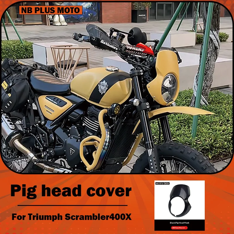 【Premium】For Triumph Scrambler 400X modified with pig-head-shaped cover for original headlights; also includes retro-style front