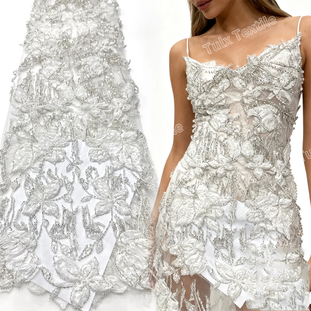 

Тяжелая кружевная ткань с бисером, роскошная кружевная ткань 2026, высокое качество, африканское нигерийское кружево для женщин, шитье свадебных платьев