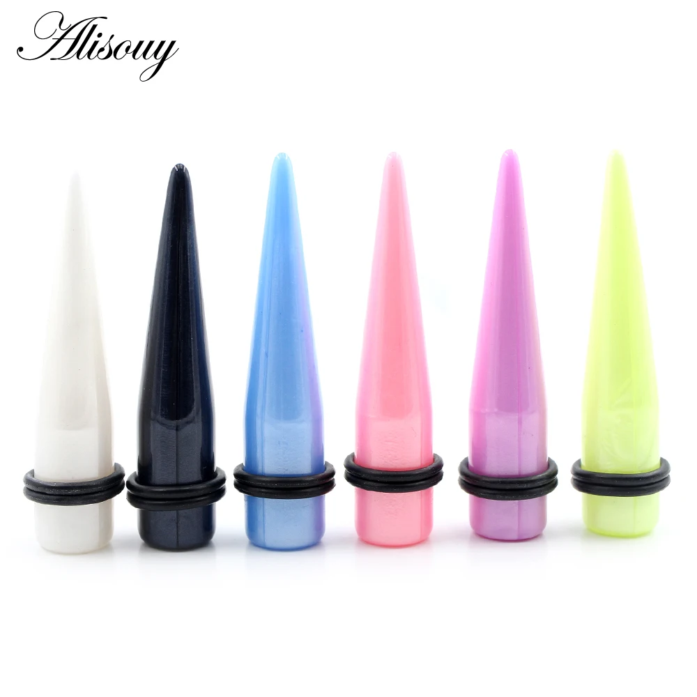 2 Pieces 1.6mm-12mm Acrylic Ear Gauge Taper and Plug Stretching Mixed Color Ear Flesh Tunnel Expansion Body Piercing Jewelry