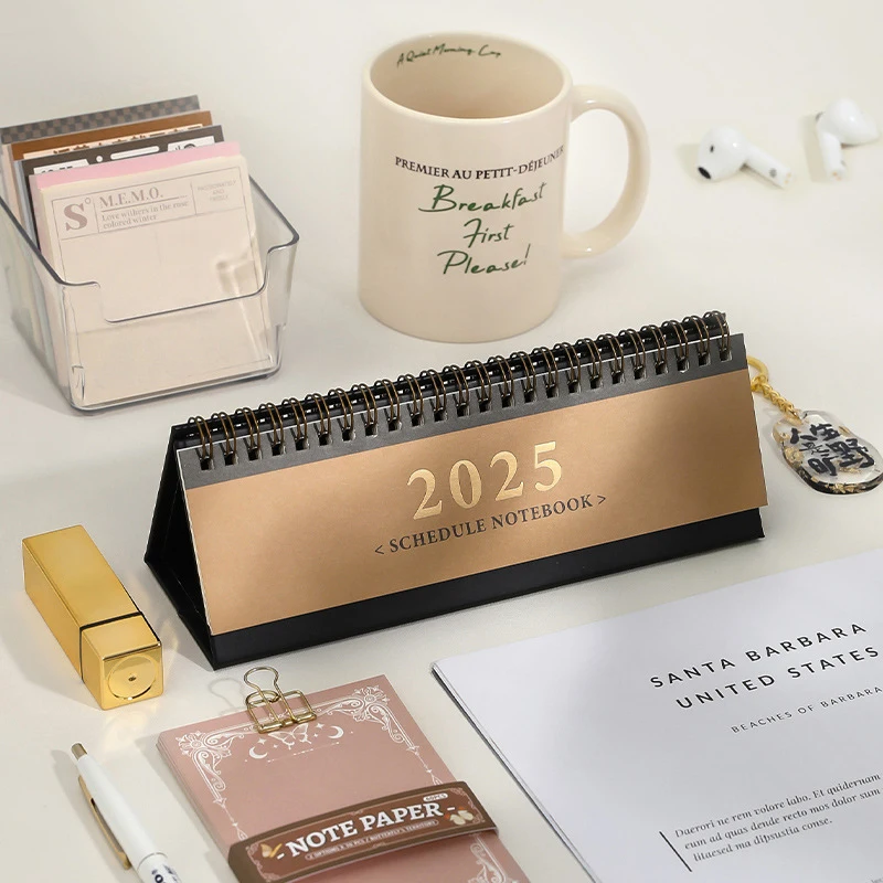 Simple 2025 Planning Desk Calendar Color Cover Schedule Notebook Weekly Agenda Planner Table Memoire Planner Office Supplies