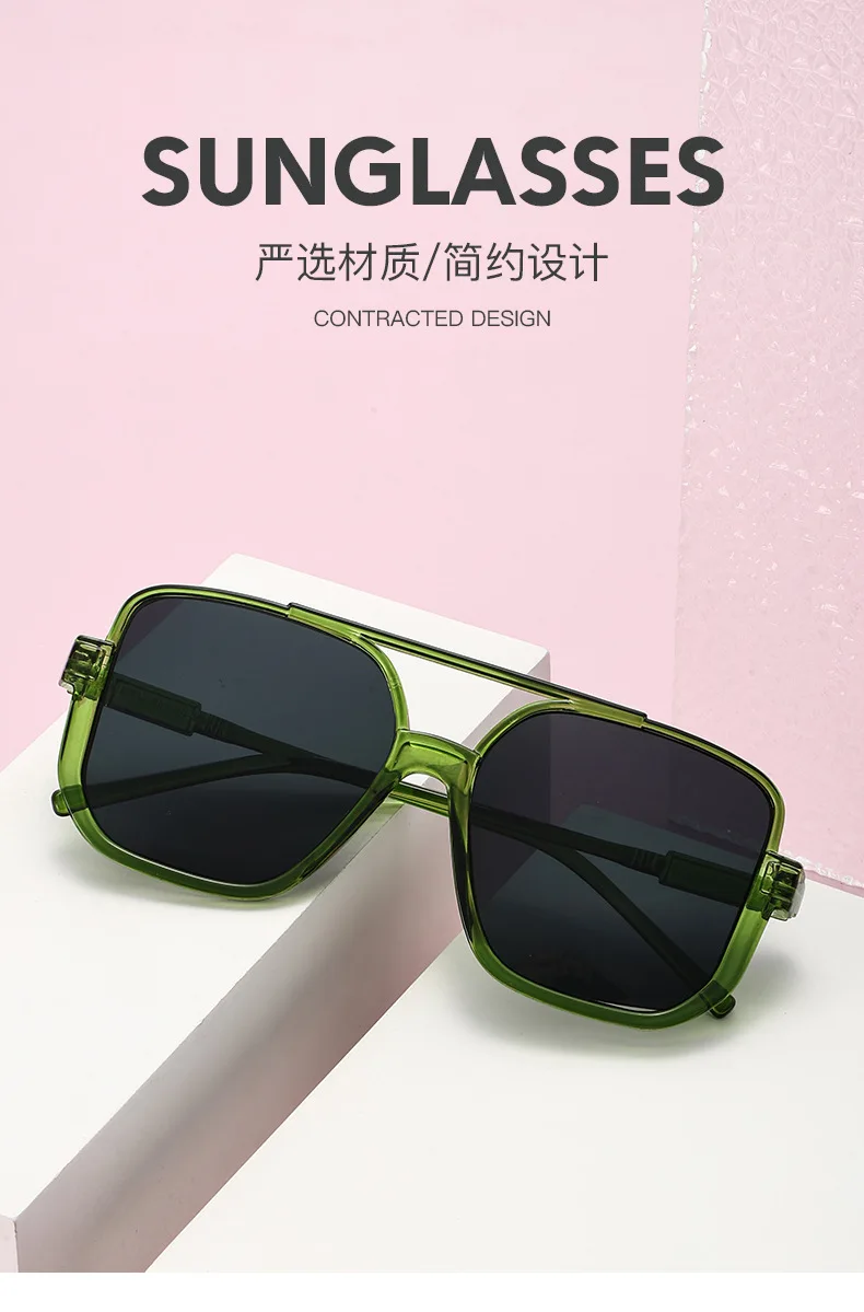Retro Big Half Frame Damen Quadratische Sonnenbrille Schwarz Rund Coole Herren Sonnenbrille Einteilige Designer Pilot Sonnenbrille für Damen – Detail 7