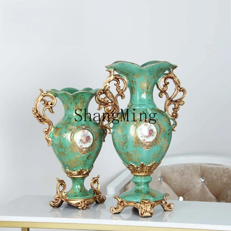 

DSA Luxury Creative Decorations Living Room Entrance Tabletop Ornament Resin Flower Arrangement Vase Crafts