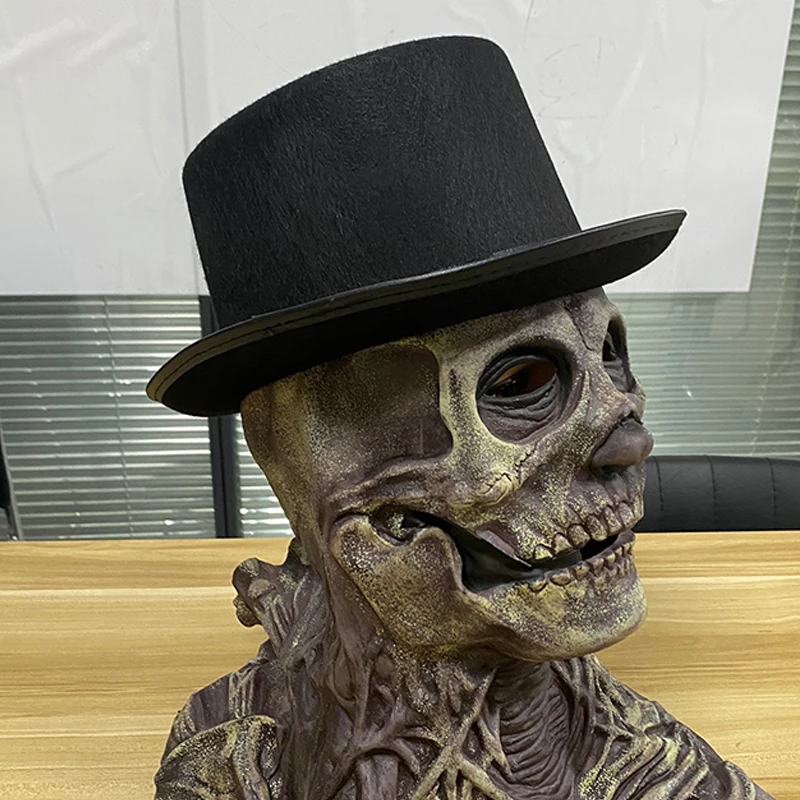 Gruselige Gehirne Skelett Maske Schädel Kopfbedeckung Cosplay Blutige Zombies Schädel Latex Helm Halloween Karneval Party Kostüm Requisiten – Detail 9