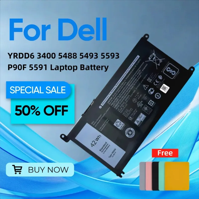 

Для Dell YRDD6 3400 5488 5493 5593 P90F 5591 Аккумулятор для ноутбука Подарите коврик для мыши