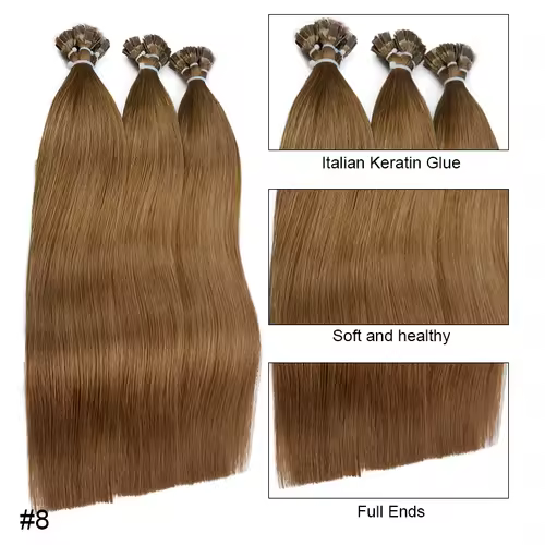 Straight Human Hair Extension By Fusion Flat Tip Keratin Capsules 0.8g/ 1g/Strand 50pcs Natural Hair Extension Ombre Blond Color - Image 8