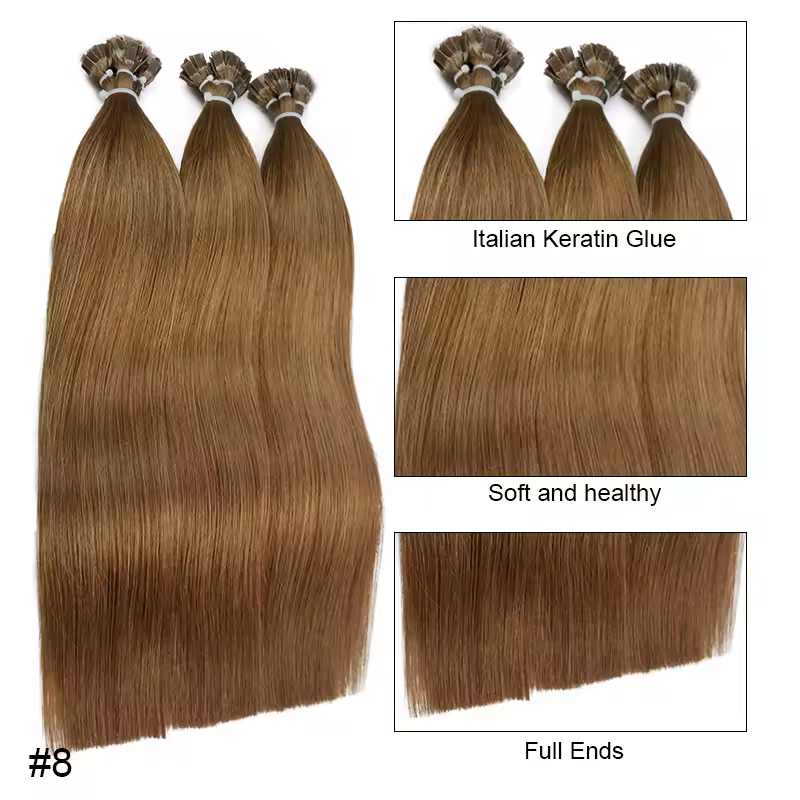 Straight Human Hair Extension By Fusion Flat Tip Keratin Capsules 0.8g/ 1g/Strand 50pcs Natural Hair Extension Ombre Blond Color - Image 8