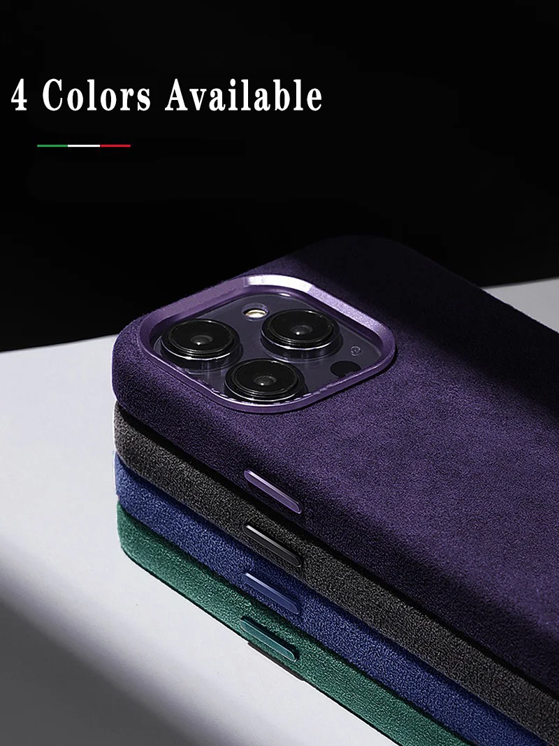 Magnetic ALCANTARA Case for iPhone 15 Pro Max 14 13 12 mini Luxury Business Supercar Interior Same Suede Leather Phone Cover