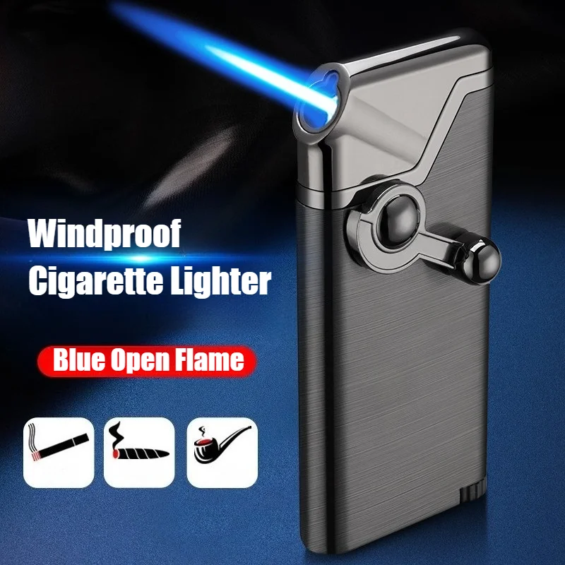 

Newest Cigar Igniter Inflatable Lighter Slanted Fire Rocker Blue Flame Direct Windproof Cigarette Lighters & Smoking Accessories