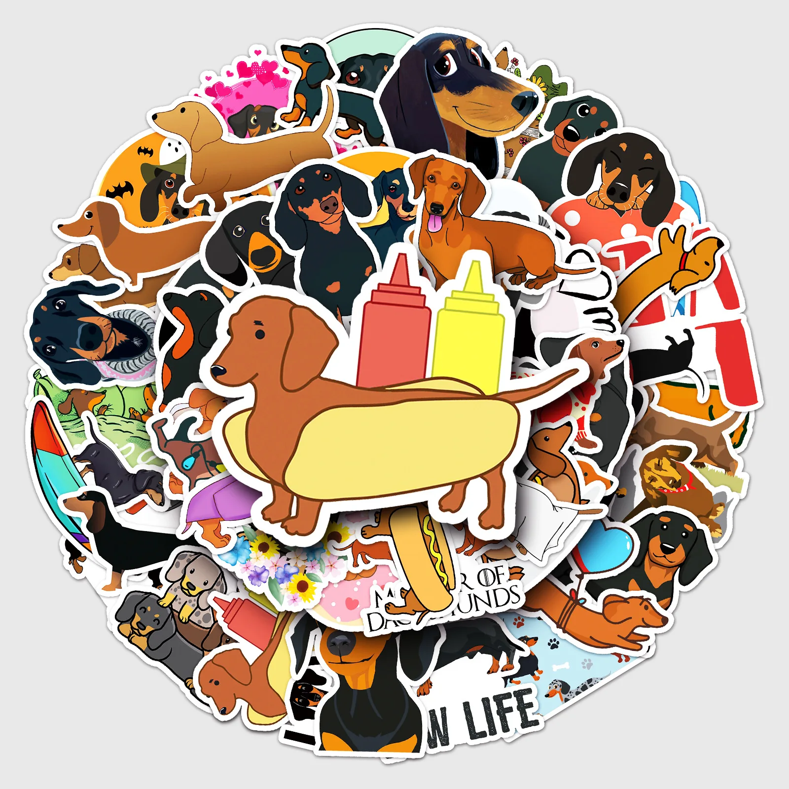 

50PCS Cute Dachshund Sticker Funny Graffiti Waterproof Decal Kids Toy Gift DIY Guitar Skateboard Motorcycle Helmet Diary