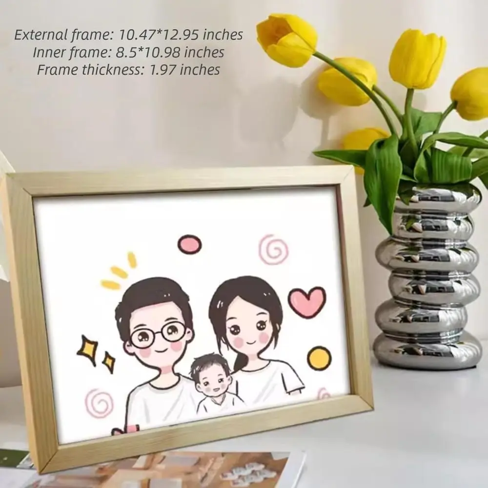 Creative Wall Decoration Wooden Art Frame Changeable Rotatable Photo Frame Memorial Family Portraits Cards Display Holder for