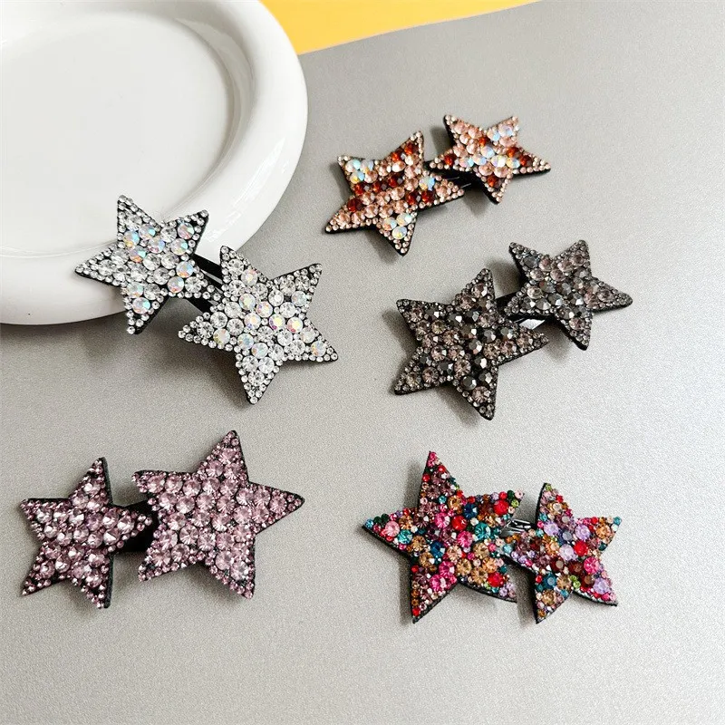 Korean Fashion Star Rhinestone Hairpins Women Girls Hair Clips Pins Barrettes Accessories Hairgrips Headdress Headwear Ornament